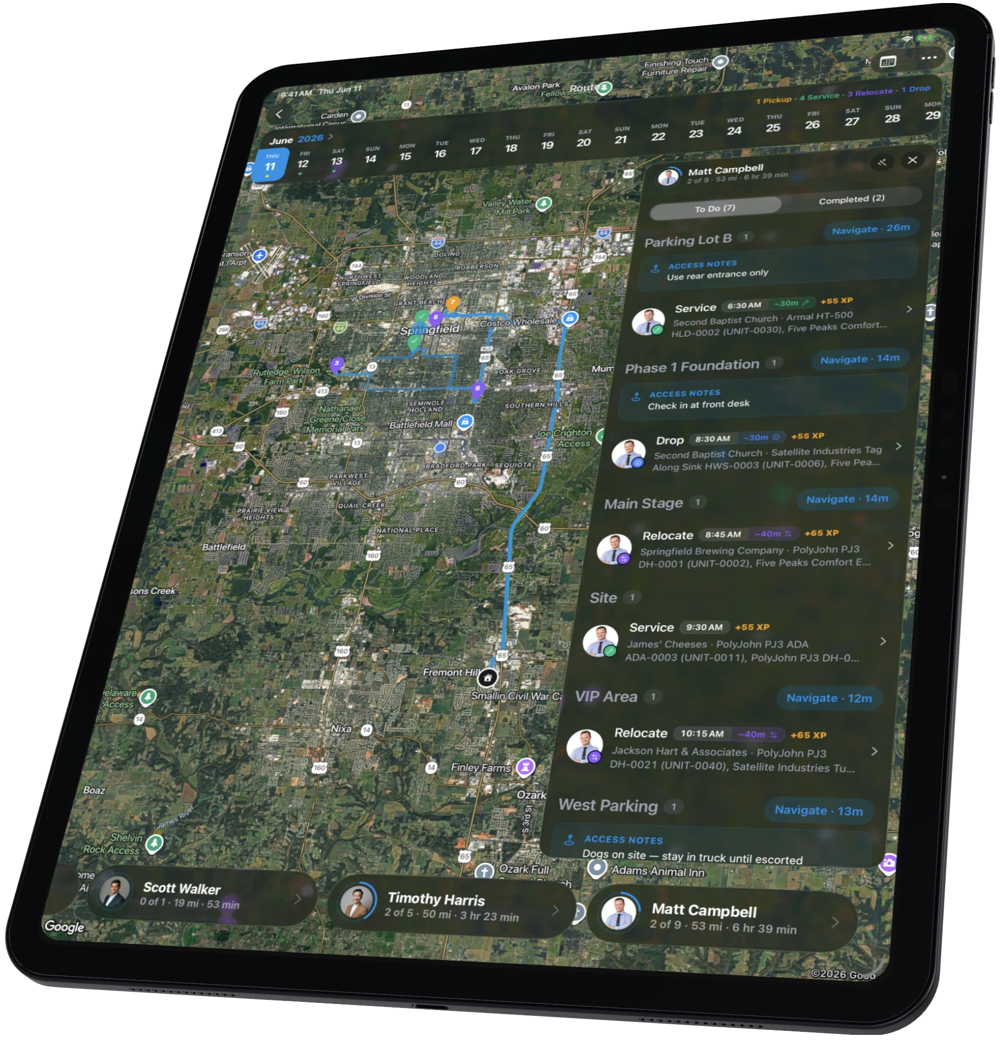 DropHaul route planning on an iPad