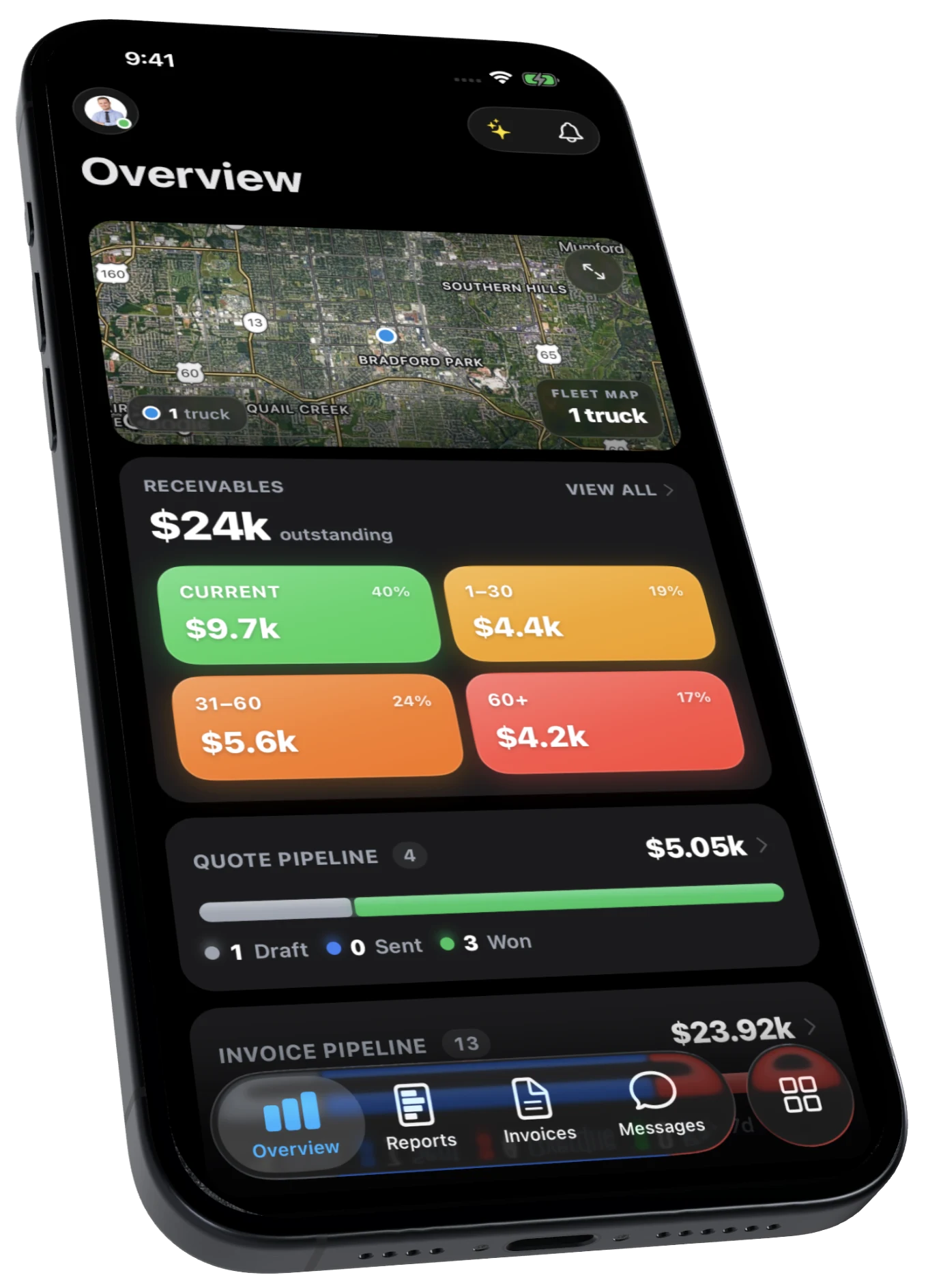 DropHaul business dashboard on an iPhone